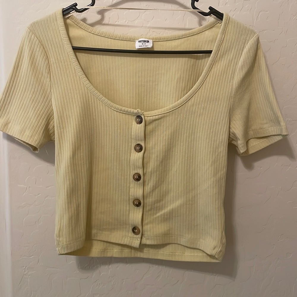 Yellow crop top with buttons